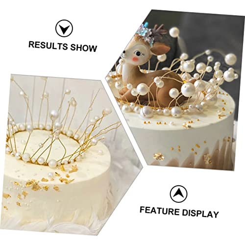 Gatuida 2 Stück Kunstperlen Krone Cake Topper Teilig Weißer Perlenglanz Tortendeko Hochzeitstorte Party Deko Wiederverwendbar für Braut Frisur Foto Requisiten Geburtstag von Gatuida