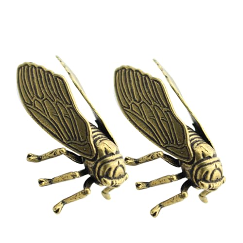 Gatuida 2 Stück Messing Zikaden Miniatur Tischdekoration aus Messing Stabile und Detaillierte Handwerksstatue für Schreibtisch Kompakte Langlebiges Material Dekoratives Tierornament von Gatuida