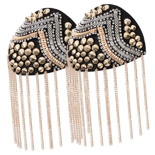 Gatuida 2 Stück Metal Tassel Epaulets mit Nieten Modische Schulterklappen für Damen Ausgefallenes Punk accessoire Auffällige Ketten deko für Kostüme und Karneval von Gatuida