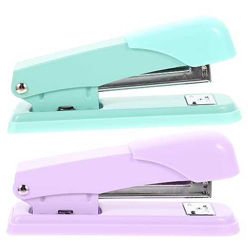 Gatuida 2 Stück Multifunktionaler Metall Heftgerät Ergonomischer Handhefter Lavendel und Schreibtischzubehör für Büro und Zuhause von Gatuida