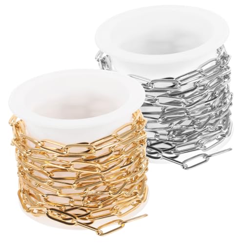 Gatuida 2 Stück Paperclip Ketten Gold Stahlfarben DIY Schmuck Basteln Armband Halskette Material Langlebig Rostfrei Modeschmuck Zubehör von Gatuida