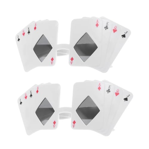 Gatuida 2 Stück Poker Partybrille Erwachsene Lustige Pokerbrillen mit Spielkarten Motiv Unregelmäßige Form Plastik Party Sonnenbrille Fotorequisite für Geburtstagsfeiern und Fasching von Gatuida