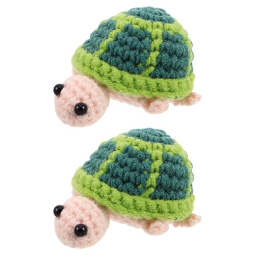 Gatuida 2 Stück Positive Häkeltierpuppen – lustige Mini-Häkelschildkrötenpuppe, unterstützendes gestricktes Tierspielzeug für das Desktop-Dashboard, Positive inspirierende Weihnachtsdekoration von Gatuida