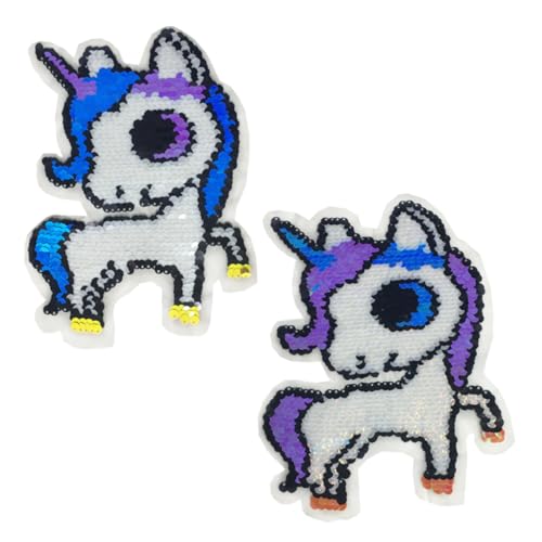 Gatuida 2 Stück Reversible Pailletten Aufnäher Diy Stickerei Patches für Kleidung Stoff Sweater Schuhe Taschen Bügelbild für Designs und Styles von Gatuida