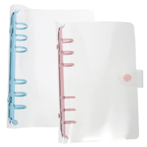 Gatuida 2 Stück Ringbuch Hüllen Transparent Wiederverwendbar Nachfüllbare Binder Organizer für Büro Schule Reise Abnehmbare Notizbuch Schalen in Himmelblau und Kirschblüte von Gatuida