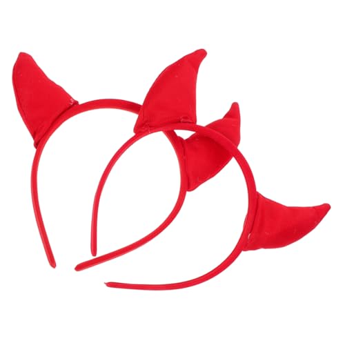 Gatuida 2 Stück Rotes Teufelshörner Stirnband Halloween Cosplay Kostüm Zubehör Handwaschbar für Frauen Mädchen Party Bühne Vielseitiger Kopfschmuck von Gatuida