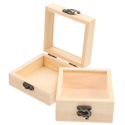 Gatuida 2 Stück Rustikale Holzbox mit Glasdeckel Quadratische Schmuck und Aufbewahrungsbox für Verzierbar Kompakt Langlebig als oder Candy Box Gatuida 2 Stück Rustikale Holzbox mit Glasdeckel Quadratische Schmuck und Aufbewahrungsbox für Verzierbar Kompakt Langlebig als oder Candy Box von Gatuida