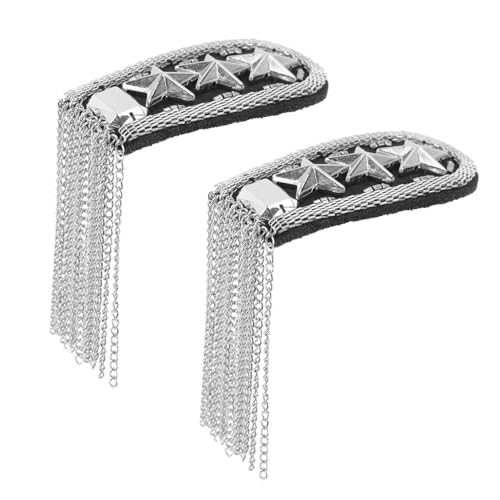 Gatuida 2 Stück Silberne Quasten Schulterklappen Epauletten Schmuck zum Aufnähen DIY Kostüm Zubehör für Bühne Karneval Party Dekoration von Gatuida