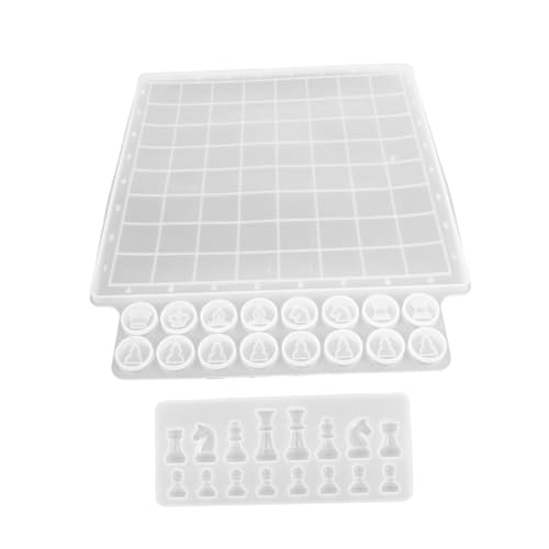 Gatuida 2 Stück Silikonform Schachbrett und Schachfiguren Teiliges Set Flexibel Reißfest für Epoxidharz Gießen DIY Basteln Personalisierbar Vielseitig für Schachspiel und Dekoration von Gatuida