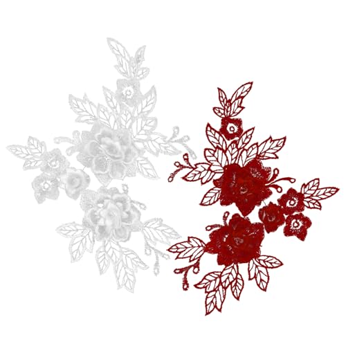 Gatuida 2 Stück Teiliges Besticktes Blumen spitzen applikationsset in Weiß und Weinrot Feine Stickerei Langlebig zum Aufnähen Kleidung und DIY bastelprojekte Elegante Dekoration für Gatuida 2 Stück Teiliges Besticktes Blumen spitzen applikationsset in Weiß und Weinrot Feine Stickerei Langlebig zum Aufnähen Kleidung und DIY bastelprojekte Elegante Dekoration für von Gatuida