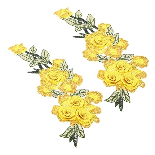 Gatuida 2 Stück Teiliges Blumen Stickerei Patches für DIY Kleidung Wasserlösliche Applikationen Gelb zur Kreativen Verschönerung von Textilien und Rucksäcken von Gatuida