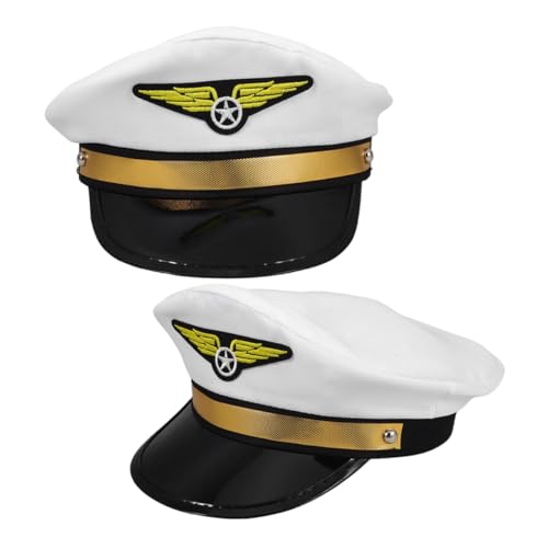 Gatuida 2 Stück Teiliges Pilotenkostüm Weiß Verstellbare Airline Kapitänsmütze für Herren Damen Cosplay Mottoparty Halloween Karneval Bühnenperformance Gatuida 2 Stück Teiliges Pilotenkostüm Weiß Verstellbare Airline Kapitänsmütze für Herren Damen Cosplay Mottoparty Halloween Karneval Bühnenperformance von Gatuida