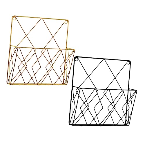 Gatuida 2 Stück Wandmontierter Aktenorganizer aus Multifunktionaler Dokumentenspeicher für Zuhause und Büro Stilvolles Design Schwarz und Gold für Ordnungssysteme von Gatuida