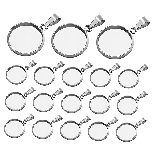 Gatuida 20 Stück Anhänger aus Edelstahl Halskettenträger Halskette aus Sterlingsilber runden hohl Schmuckanhänger DIY Schmuckzubehör Halskettenanhänger selber machen DIY -Halskette Silver von Gatuida