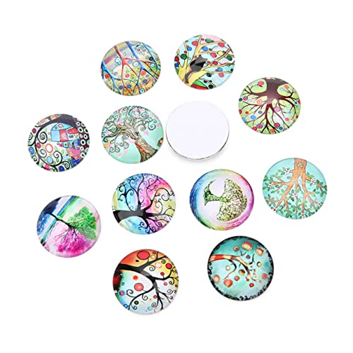 Gatuida 20 Stück Diy Zeitglas Aufkleber Runde Schmuck Patches für Kreative Bastelprojekte Mixed Color Baum Muster Cabochons für Schmuckdesign und Dekoration von Gatuida