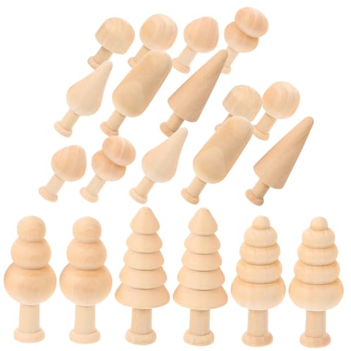 Gatuida 20 Stück Graffiti -Ornamente Material Form Lieferungen Miniatur Weihnachtsbaum Mini malen Minis Graffiti-Holzbäume unfertige DIY-Holzbäume Mini-Bäume aus Graffiti-Holz Beige von Gatuida