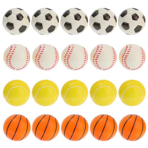 Gatuida 20 Stück Mini Schaumstoff Stressbälle Verschiedene Sportarten Fußball Baseball Tennis Basketball zum Stressabbau Training für Erwachsene von Gatuida