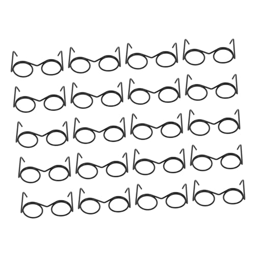 Gatuida 20 Stück Puppe Mini-Brille aus Metall Miniaturen Minibrille für Puppen Gläser für puppenkleidung Puppen Kleidung Requisiten Neuheit Brille Maskerade Party -Foto -Requisiten Black von Gatuida
