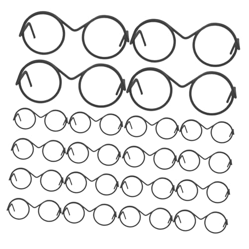 Gatuida 20 Stück Puppe Mini-Brille aus Metall Puppen Miniaturbrille für Puppe leuchtbrillen weihnachsgeschenk Mini-Gläser zum Basteln Mini-Puppensonnenbrille zum Basteln Black von Gatuida