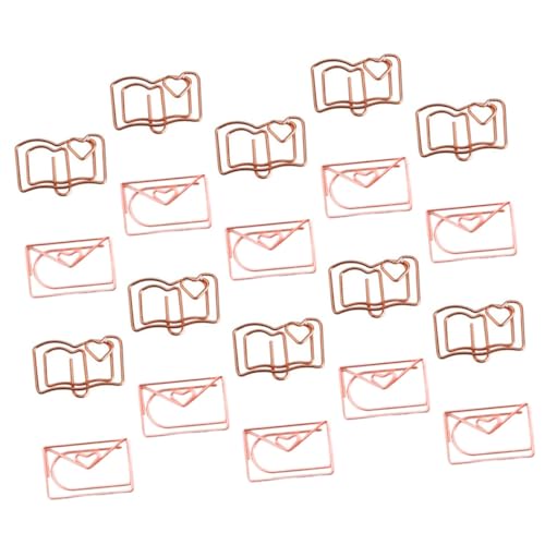 Gatuida 20 Stück Teiliges Büroklammern in Brief und Buchform Langlebige Rosegold Papierclips für Dokumente Lesezeichen Memo und Scrapbooking Vielseitig für Schule Büro und Zuhause von Gatuida