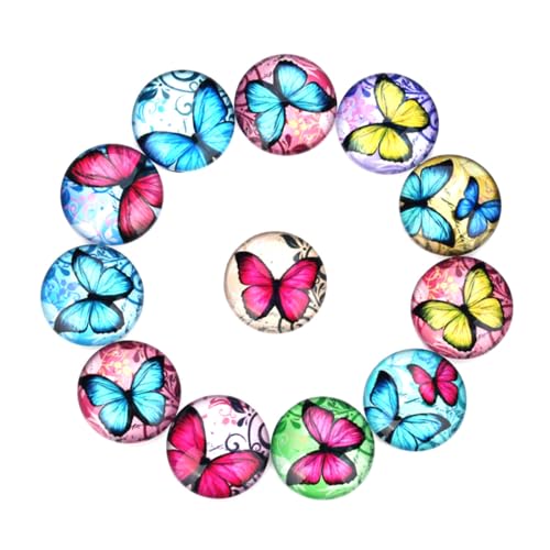 Gatuida 20 Stück Teiliges DIY Schmuckzubehör Glas Cabochons Runde Flache Rückseite Bunte Glaspads für Schmuckherstellung Ohrringe Manschettenknöpfe Bastelmaterial von Gatuida