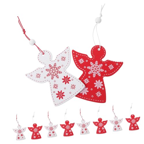 Gatuida 20 Stück Teiliges Holzengel Weihnachtsbaum Anhänger Langlebige Weihnachtsdeko zum Aufhängen Rot und Weiß Kompakt für Baum Fenster Wand Festliche Xmas Atmosphäre Schaffen von Gatuida