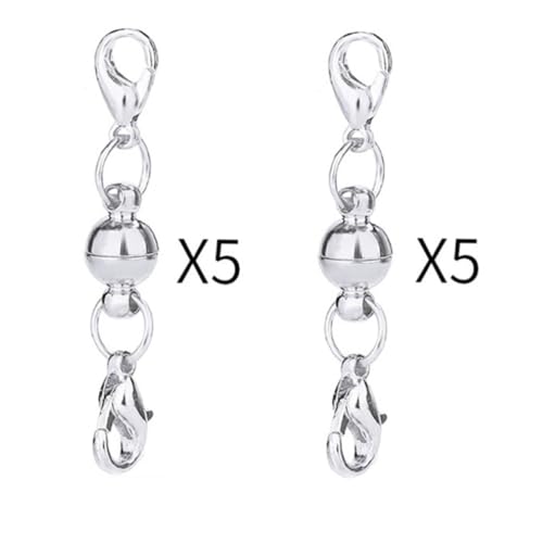 Gatuida 20 Stück Teiliges Runde Magnetverschluss Kugeln Silber und Goldfarbene Schmuckverschlüsse für Halsketten und Armbänder Starke Haltekraft Einfach zu Verbinden für DIY von Gatuida