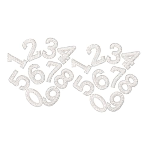 Gatuida 20 Stück Teiliges Strass perlen Bügelbild Zahlen Weiß Langlebige Eisen Patches für Kleidung Schuhe Taschen Modische DIY Verzierungen Einfache Anwendung Vielseitig Einsetzbar von Gatuida