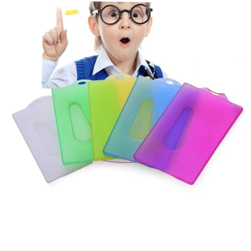 Gatuida 20 Stück Transparente Kunststoff Ausweishüllen mit Loch Harter Kartenhalter für Namensschilder Kreditkarten Schülerausweise Robuste Schutzhüllen für Büro und Zufällige Farbe von Gatuida