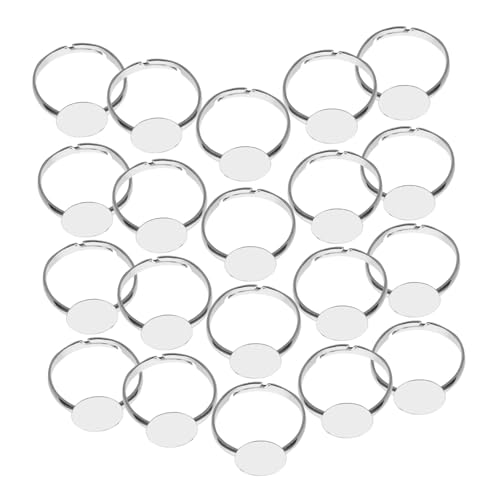 Gatuida 20 Stück Verstellbare Ringschienen Teiliges aus Metall mit Runden Pads für DIY Schmuckherstellung Einstellbare Ringblanks für Steine Silberfarbene Schmuckbastelsets für Erwachsene von Gatuida