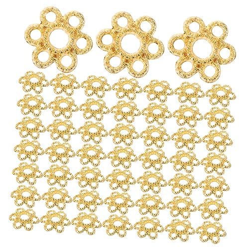 Gatuida 200 Stück Blumenförmige Perlenkappen Leichte Schmuckzubehör für DIY Armbänder Ohrringe Stabilität Basteln Goldfarbene Alloy Kappen von Gatuida