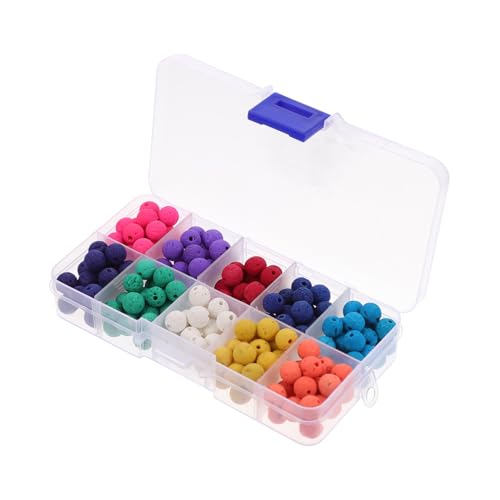 Gatuida 200 Stück Bunte Vulkanstein Perlen Premium Spacer Perlen für DIY Schmuckherstellung Leichte Lose Steinperlen zum Auffädeln Farbige Bastelperlen für Armbänder und Ketten von Gatuida