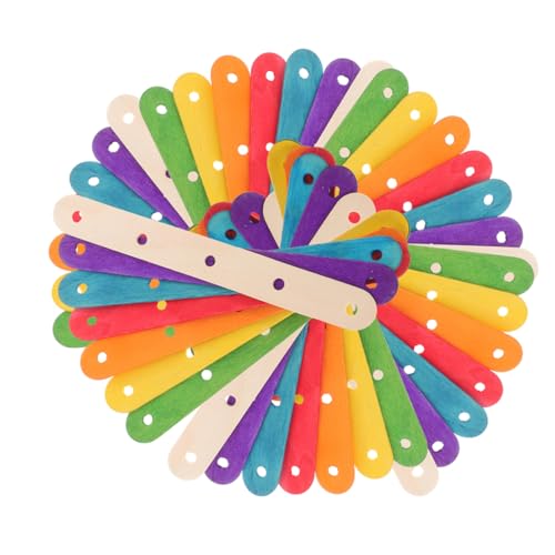 Gatuida 200 Stück Holzstäbchen Zum Basteln: Für Selbstgemachte Eiscreme-regenbogen-eisstiele Mit Löchern, Ideal Für Bastelbedarf Für Kinder, Kreative Designs Und Lustige von Gatuida
