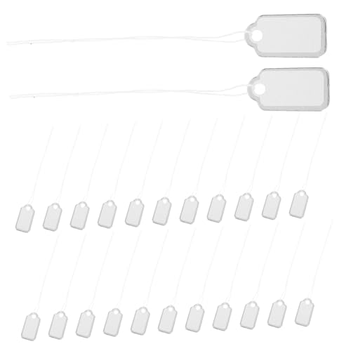 Gatuida 200 Stück Schmuckanhänger mit Baumwollfaden Weiße Preisschilder mit Silbernem Leere Etiketten für Schmuckverpackung zum Aufhängen von Halsketten Armbändern Bekleidung und von Gatuida