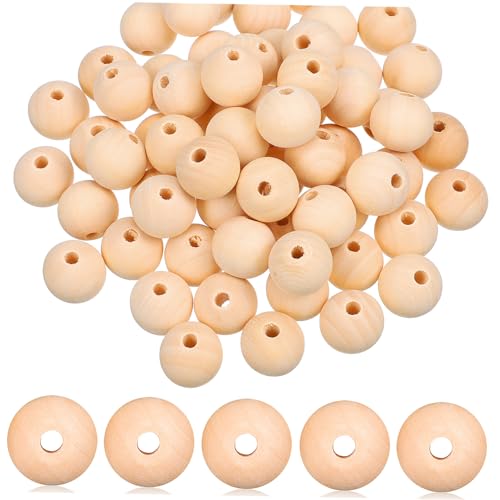 Gatuida 200Stücke Holzperlen Runde Bastelperlen Naturholz für DIY Arbeiten für Schmuck Armbänder und von Gatuida