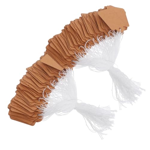Gatuida 200Stücke Kraftpapier Hängeetiketten mit Schnur Beschreibbar für Preisgestaltung und Robust und Einfach Anzubringen für Garage und Displays von Gatuida