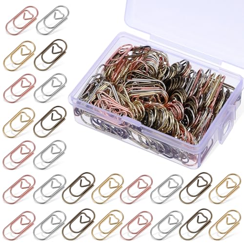 Gatuida 200Stücke Mini Herz Papierclips Gold Silber Gunmetal Roségold Dekorative Büroklammern aus Metall für Dokumente Bastelprojekte und von Gatuida