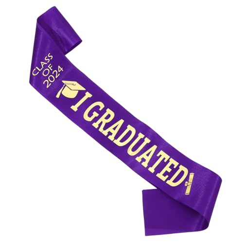 Gatuida 2024 2024 Abschlussfeier-gürtel Master-abschluss Pensionspartydekorationen Satinschärpe Ehre Senior-cheerleader-schärpe Bachelorette Schärpe Weiße Schärpe Führer Satintuch Violett von Gatuida