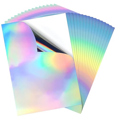 Gatuida 20Blätter Holografische Aufkleber Selbstklebend Vielseitig Einsetzbares Laserpapier für Kreative Projekte Wasserfestes Design für Trinkbecher und Kunsthandwerk von Gatuida