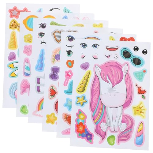 Gatuida 24 Blatt Teiliges DIY Einhorn Sticker aus Papier Bunte Cartoon Aufkleber für Kreative Gesichtsdekoration Vielseitig für Wände Notizbücher Sichere Geschenkidee von Gatuida