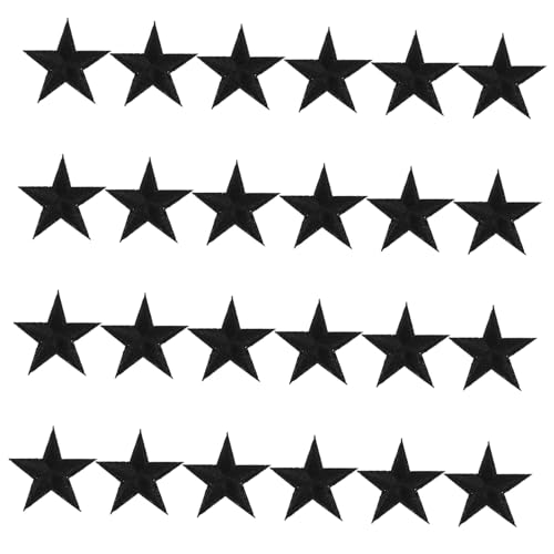 Gatuida 24 Stück Teiliges Bestickte Flicken zum Aufbügeln Schwarze Fünfzackige Stern Patches aus Polyesterstoff zum Verzieren von Jeansjacken Schuhen Hüten und Kleidung Langlebig und von Gatuida
