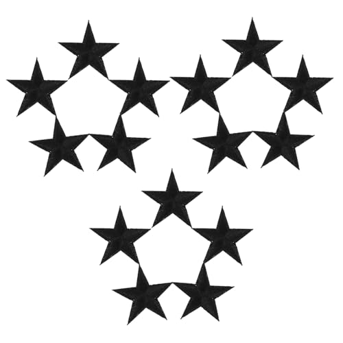 Gatuida 24 Stück Teiliges Bestickte Stern Aufnäher zum Aufbügeln Langlebige Polyester Patches für Kleidung Hüte Schuhe und Rucksäcke Einfache Anbringung Schwarzes Design Vielseitige von Gatuida