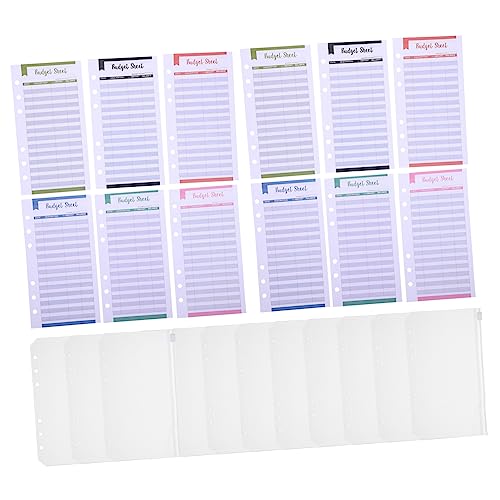 Gatuida 24 Stück Teiliges Budget Sheets mit PVC Klarsichthüllen und Ringbuch Transparente Reißverschluss Umschläge für Budgetplaner Leicht Strapazierfähig für Haushaltsbuch und von Gatuida