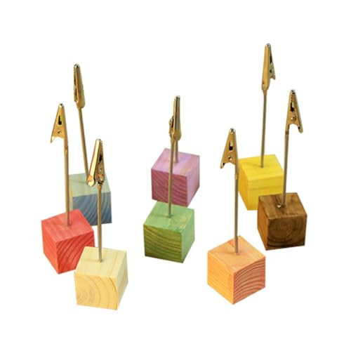 Gatuida 24 Stück Teiliges Holz Memo Clip Halter mit Buntem Sockel für Fotos Notizen und Karten Stabiler Stand für Büro Zuhause und Kreative Dekoration von Gatuida