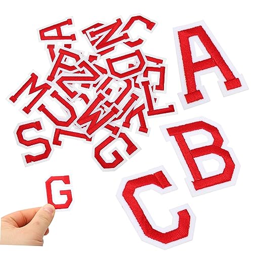 Gatuida 26 Stück Bügelbuchstaben Patch Teiliges Alphabet für Kleidung Taschen und Mehr Rot zum Reparieren und Dekorieren von Jeans Rucksäcken und DIY Projekten von Gatuida