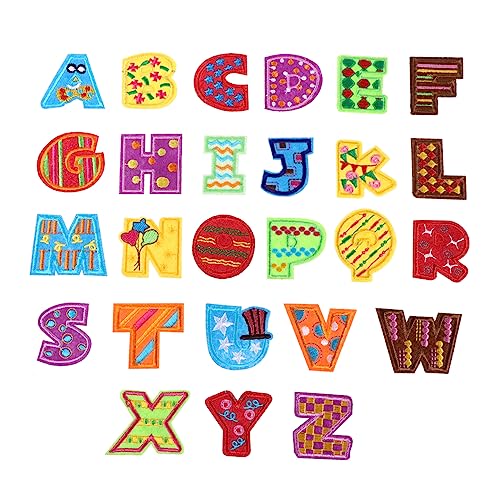 Gatuida 26 Stück Bunte Teilige Buchstaben Stoffaufnäher Gestickte Patches zum Aufbügeln für Kleidung Taschen und Bastelprojekte Kreative Dekoration für Designs von Gatuida
