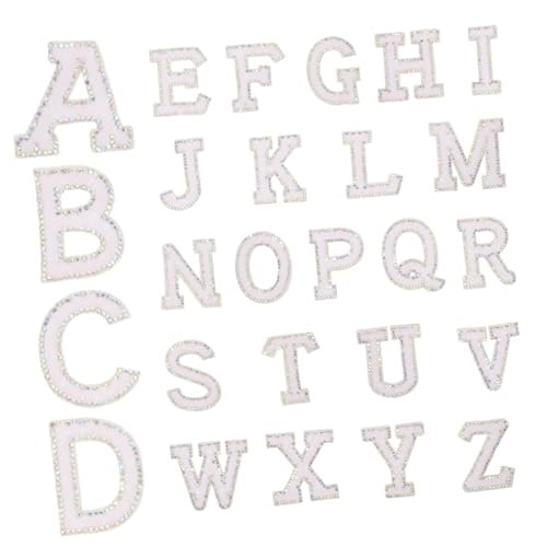 Gatuida 26 Stück Teiliges Buchstaben patch Perlenverzierung Strapazierfähige Stoffapplikationen zum Aufnähen für Kleidung Reparieren DIY Verzierung und Modische Textilgestaltung von Gatuida