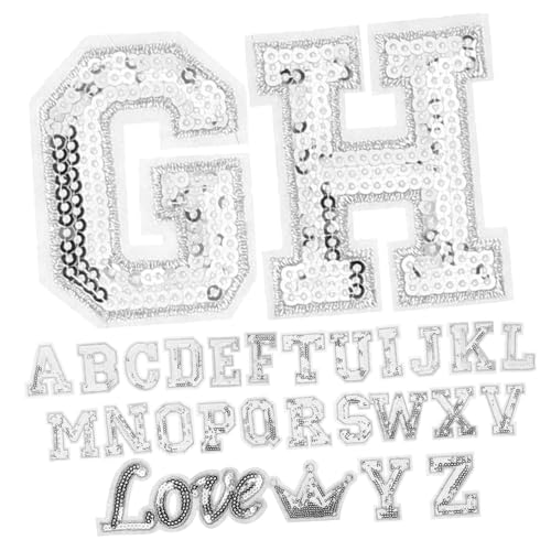 Gatuida 28 Stück Teiliges Bügelbild Buchstaben aus Silbernen Pailletten für DIY Textilien Aufnäher zum Aufbügeln Kleidung Rucksäcke Jeans Taschen zum Reparieren und Verzieren Gatuida 28 Stück Teiliges Bügelbild Buchstaben aus Silbernen Pailletten für DIY Textilien Aufnäher zum Aufbügeln Kleidung Rucksäcke Jeans Taschen zum Reparieren und Verzieren von Gatuida