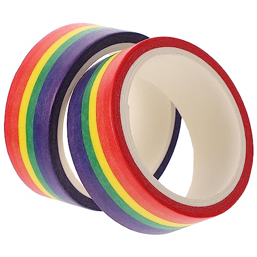 Gatuida 2Stücke Regenbogenfarben Washi Tape Lange Dekorative Klebebänder für Scrapbooking Journaling Kalender DIY Kunsthandwerk und Geschenkverpackungen Selbstklebend von Gatuida