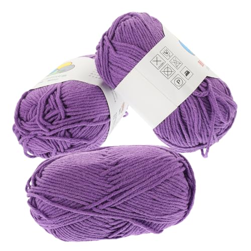 Gatuida 3 Rollen Baumwollgarn zum Stricken und Häkeln Farbiges Strapazierfähiges Handstrickgarn für DIY Bastelprojekte Weiches Flexibles Garn für Mützen Schals und Dekoration von Gatuida